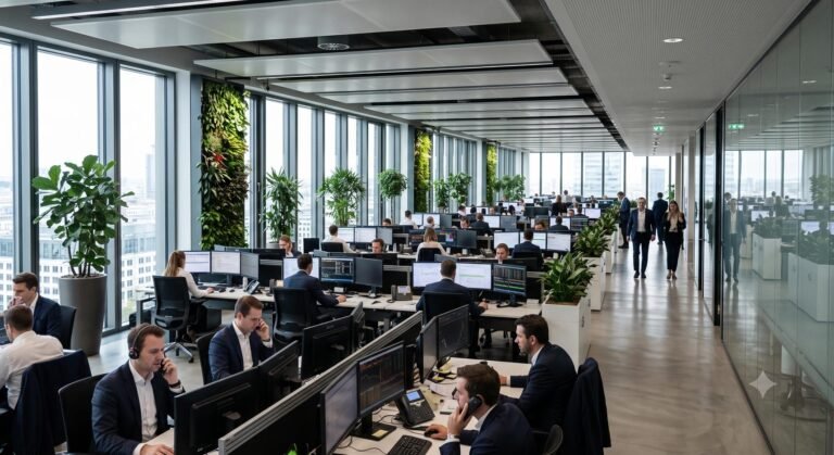 Institutional financial professionals analyzing global market trends and ESG fund flows.